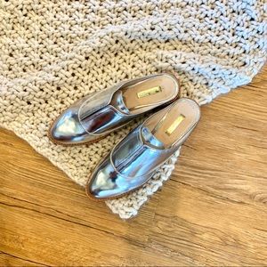 Louise et Cie Metallic Silver Mules